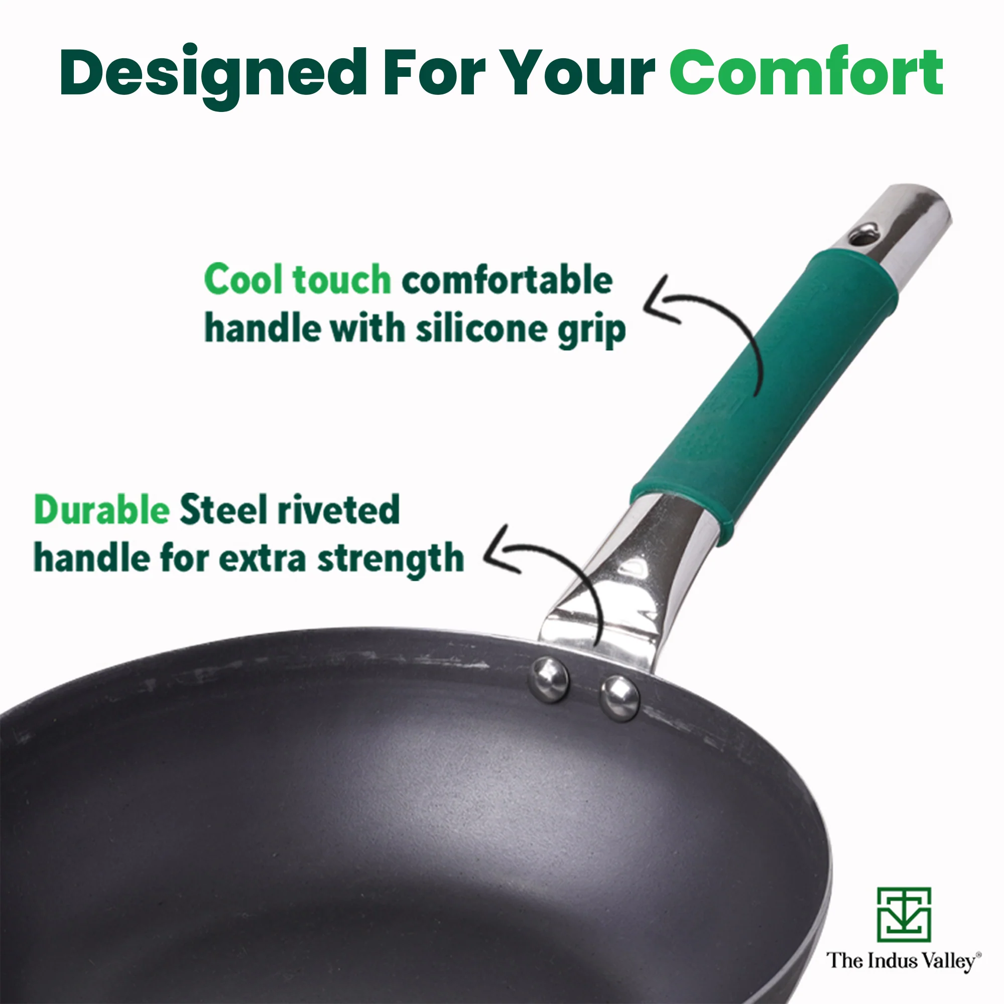 100% Pure Iron Cookware Set: Wok 10 inch + Fry Pan 10 inch + Kadai 10 inch , Kitchen set for Home, Non-Toxic, Pre-seasoned - Image 6