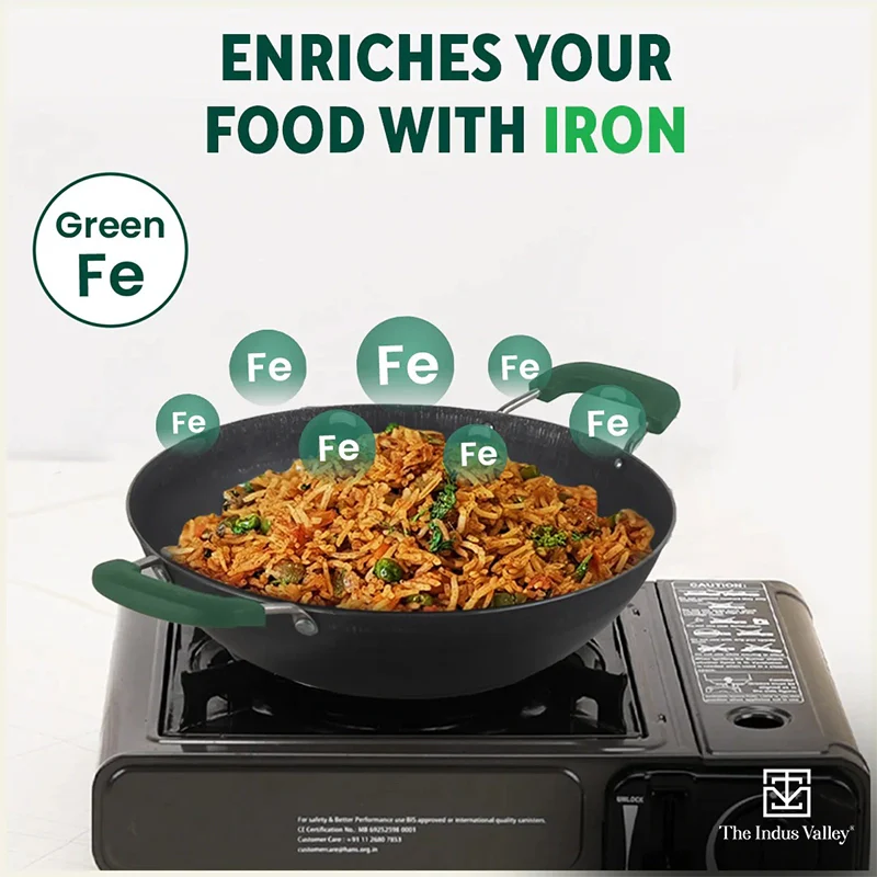100% Pure Sheet Iron Kadai with Silicon Handle, Seasoned, Toxin-free - Image 5