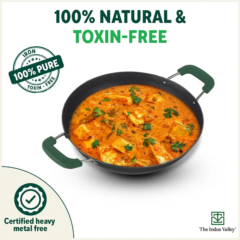 100% Pure Sheet Iron Kadai with Silicon Handle, Seasoned, Toxin-free - Image 8