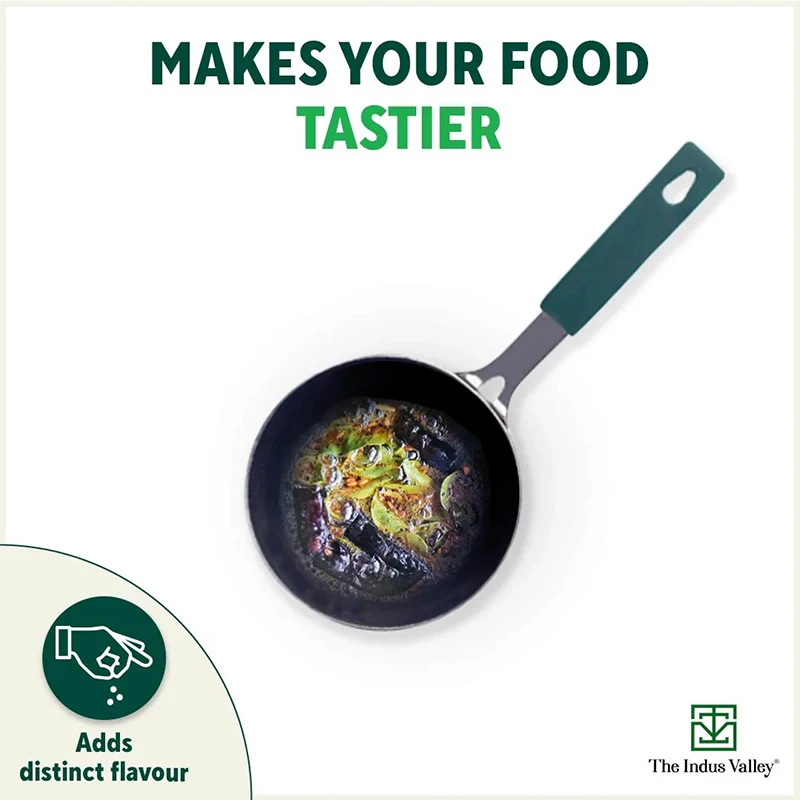 100% Pure Sheet Iron Tadka Pan 13.3cm, Silicone Handle, Seasoned, Toxin-free - Image 10