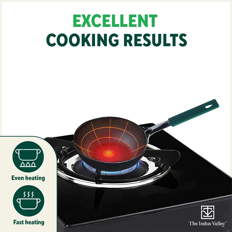 100% Pure Sheet Iron Tadka Pan 13.3cm, Silicone Handle, Seasoned, Toxin-free - Image 9