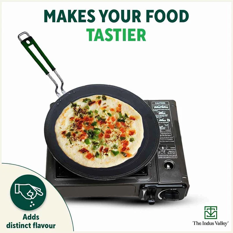 100% Pure Sheet Iron Concave Tawa 25.5cm/30.5cm, Toxin-free, Seasoned, Silicone Handle - Image 10