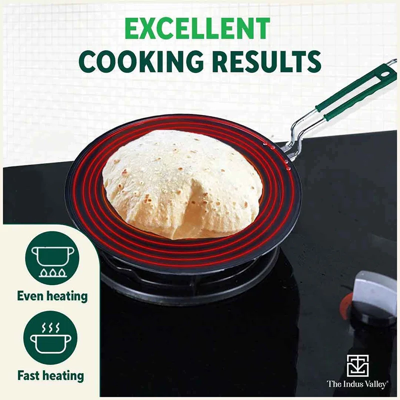 100% Pure Sheet Iron Concave Tawa 25.5cm/30.5cm, Toxin-free, Seasoned, Silicone Handle - Image 8