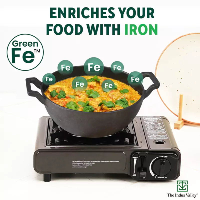 CASTrong Cast Iron Kadai, Pre-seasoned, Naturally Nonstick, 100% Pure, Toxin-free, Induction, 21/25cm, 1.7L/3.3kg - Image 6