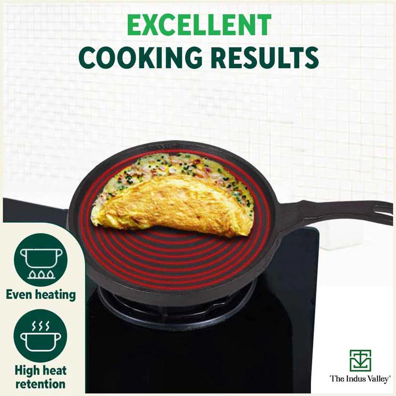 CASTrong Cast Iron Tawa 25.5cm, Pre-seasoned, Nonstick, 100% Pure, Toxin-free, Induction 2.2kg - Image 7