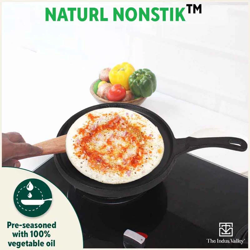 CASTrong Cast Iron Tawa 25.5cm, Pre-seasoned, Nonstick, 100% Pure, Toxin-free, Induction 2.2kg - Image 8