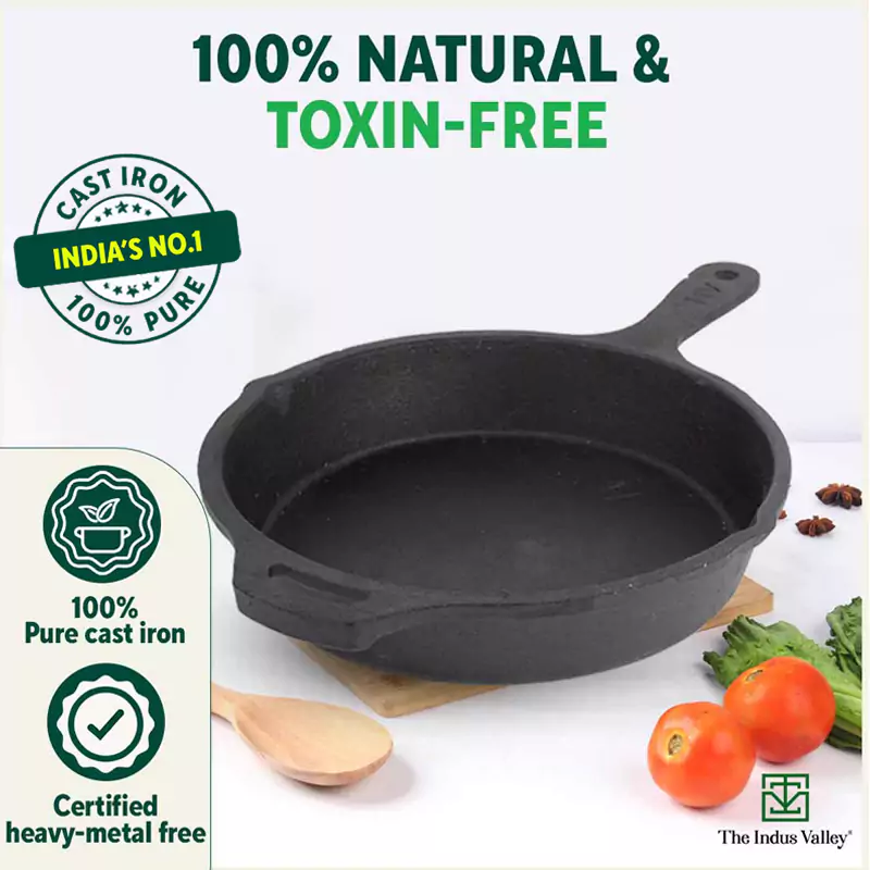 CASTrong Cast Iron Fry Pan 25cm, Pre-seasoned, Naturally Nonstick, 100% Pure, Toxin-free, Induction 1.6L, 2.4kg - Image 5