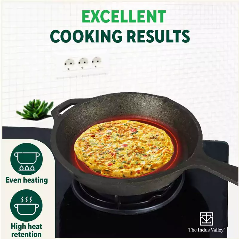 CASTrong Cast Iron Fry Pan 25cm, Pre-seasoned, Naturally Nonstick, 100% Pure, Toxin-free, Induction 1.6L, 2.4kg - Image 7