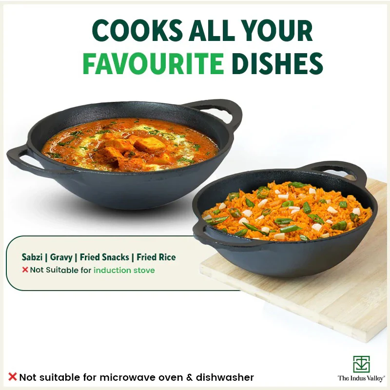 CASTrong Cast 1.4L Iron Cookware Set - Kadai [1.4L]+Kadai [2.2L],Pre-seasoned,100% Pure,Toxin-free - Image 11