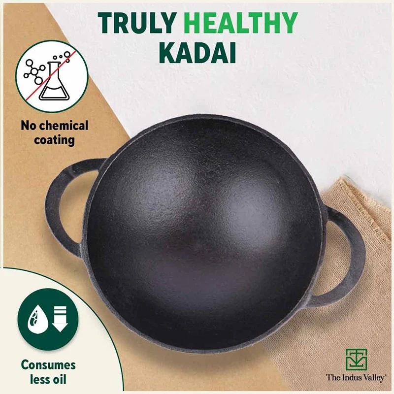 CASTrong Cast 1.4L Iron Cookware Set - Kadai [1.4L]+Kadai [2.2L],Pre-seasoned,100% Pure,Toxin-free - Image 4