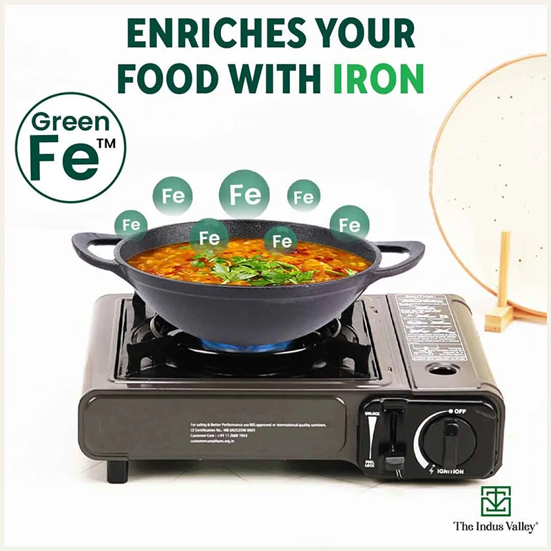 CASTrong Cast 1.4L Iron Cookware Set - Kadai [1.4L]+Kadai [2.2L],Pre-seasoned,100% Pure,Toxin-free - Image 5