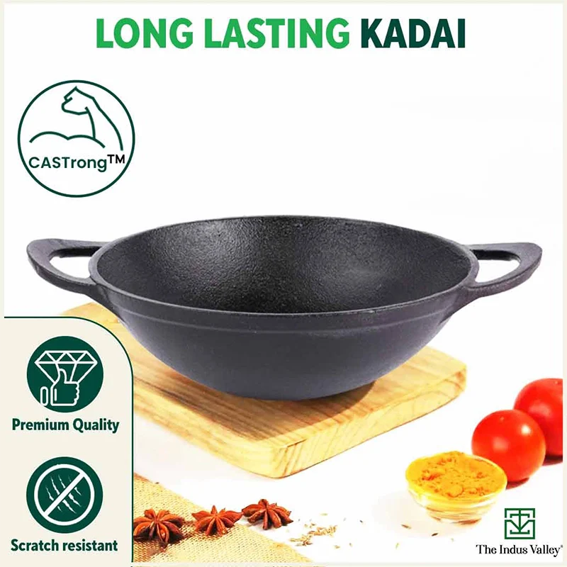 CASTrong Cast 1.4L Iron Cookware Set - Kadai [1.4L]+Kadai [2.2L],Pre-seasoned,100% Pure,Toxin-free - Image 6