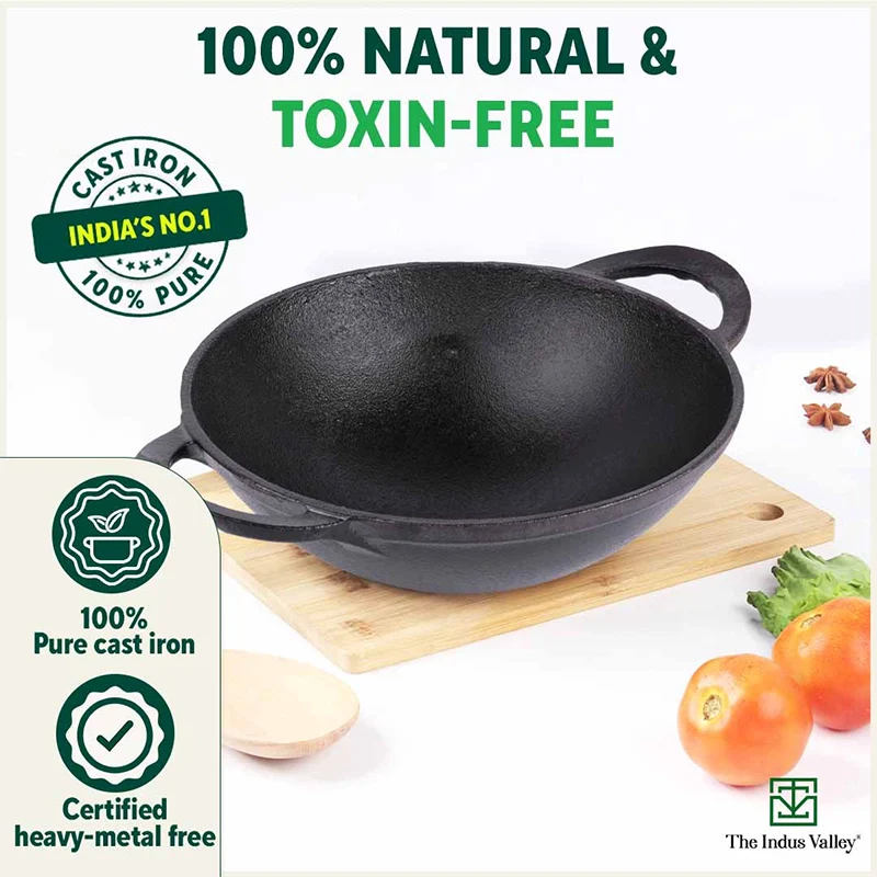 CASTrong Cast 1.4L Iron Cookware Set - Kadai [1.4L]+Kadai [2.2L],Pre-seasoned,100% Pure,Toxin-free - Image 8