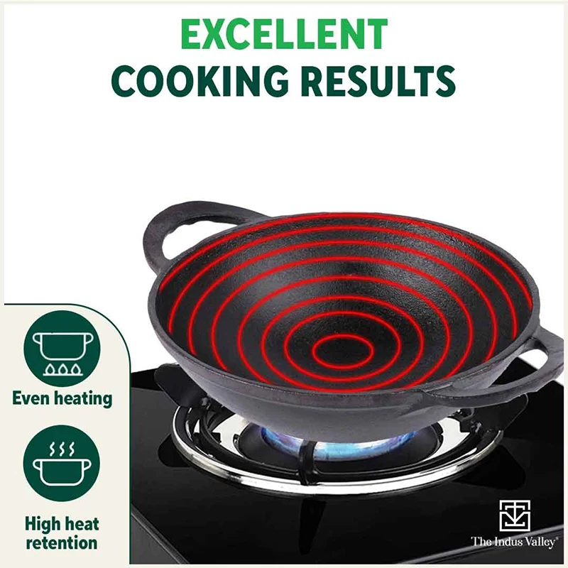 CASTrong Cast 1.4L Iron Cookware Set - Kadai [1.4L]+Kadai [2.2L],Pre-seasoned,100% Pure,Toxin-free - Image 9