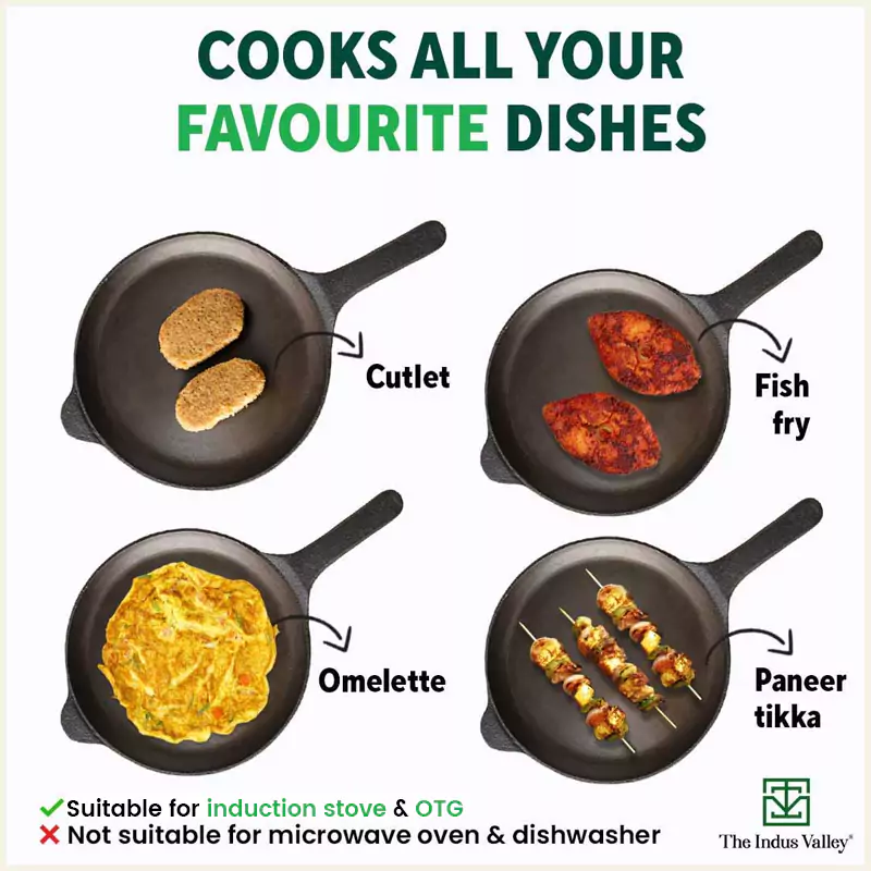 Super Smooth Cast Iron Shallow Fry Pan 24.6 cm, Pre-seasoned, Naturally Nonstick, 100% Pure, Toxin-free, Induction 1.6kg - Image 10