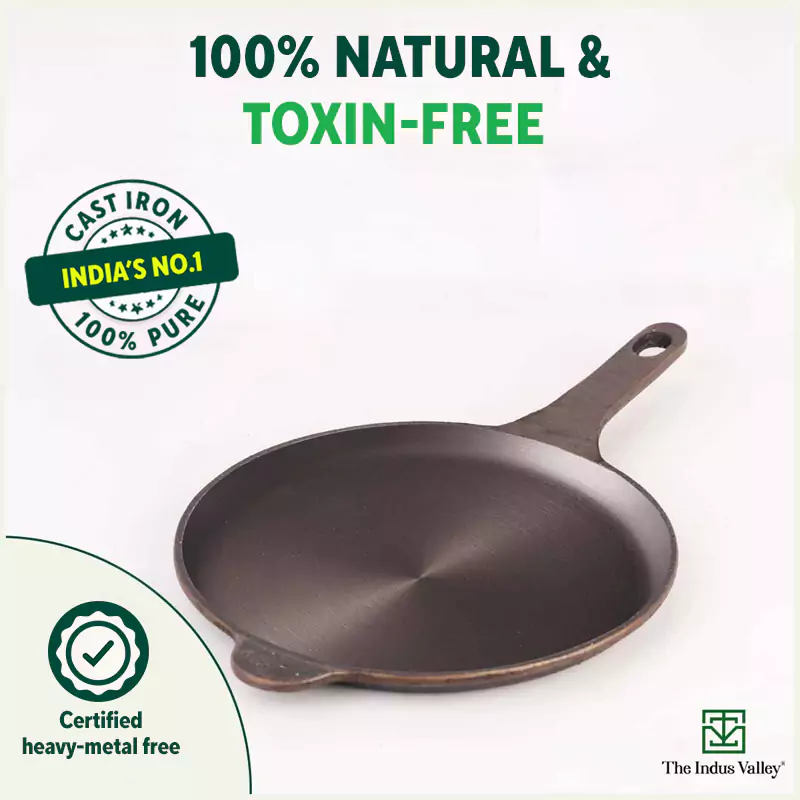 Super Smooth Cast Iron Shallow Fry Pan 24.6 cm, Pre-seasoned, Naturally Nonstick, 100% Pure, Toxin-free, Induction 1.6kg - Image 4
