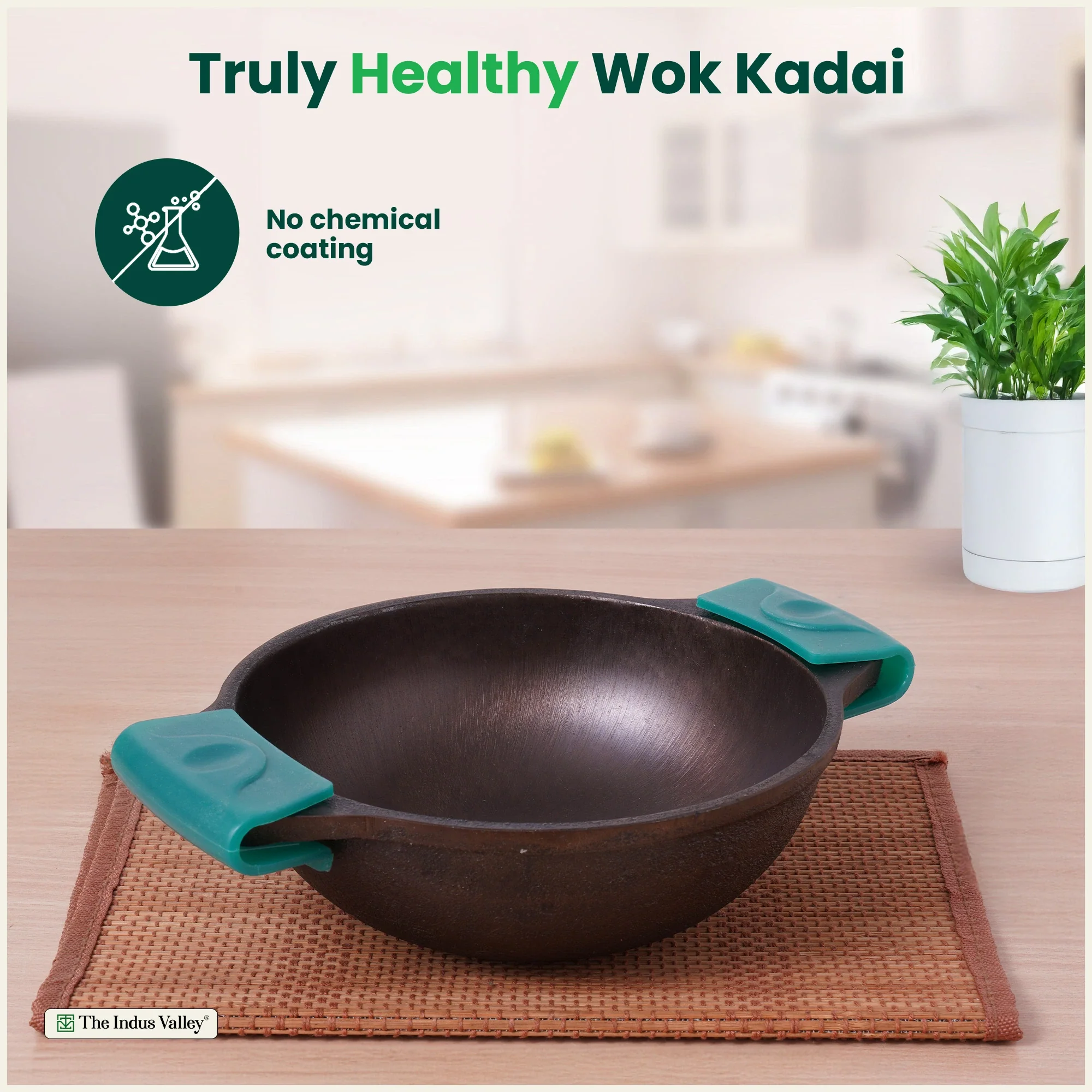 CASTrong Cast Iron Kadai with Silicon Handle 20.8 cm, Pre-seasoned, Naturally Nonstick, 100% Pure, Toxin-free Kadai  1.7 kg - Image 4