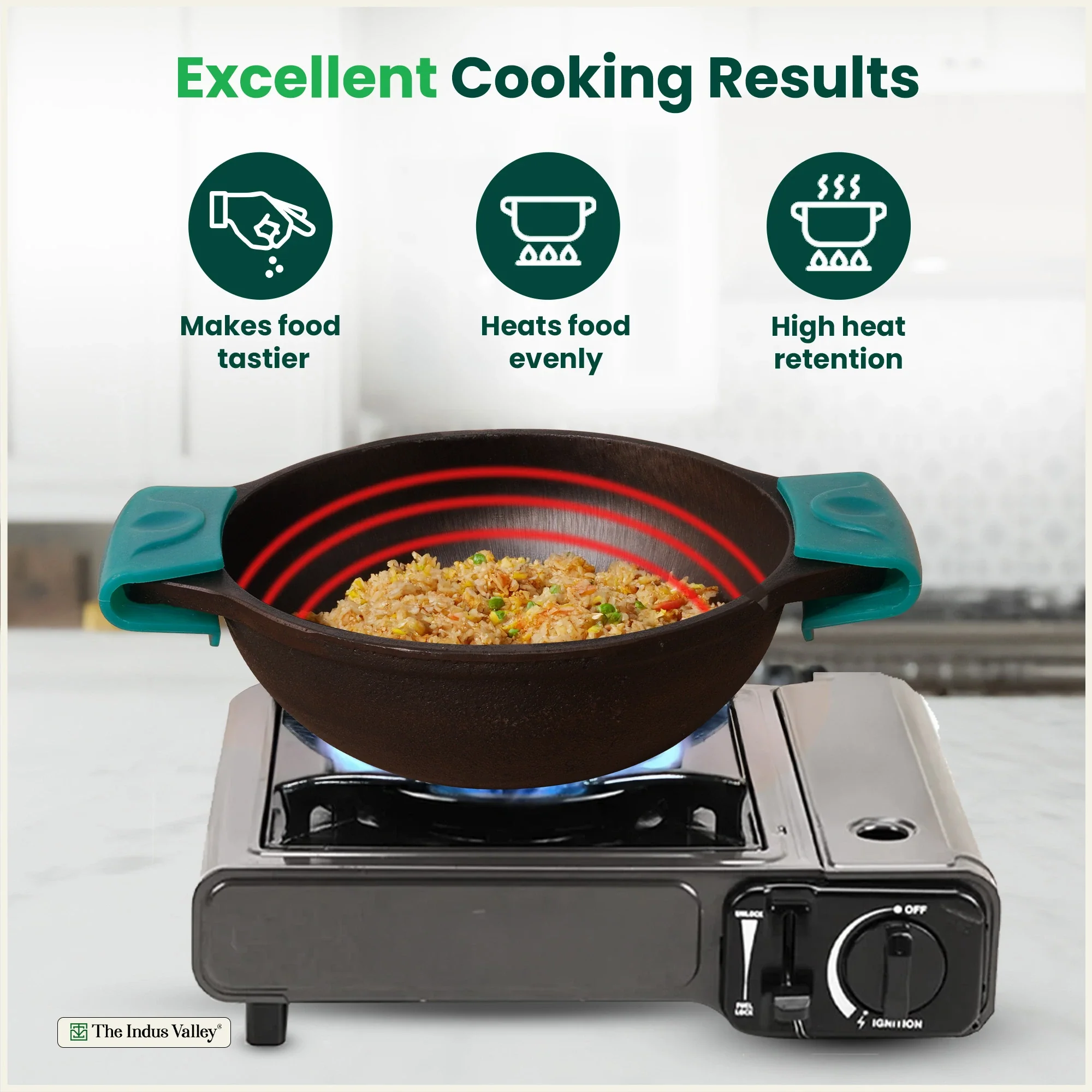 CASTrong Cast Iron Kadai with Silicon Handle 20.8 cm, Pre-seasoned, Naturally Nonstick, 100% Pure, Toxin-free Kadai  1.7 kg - Image 8