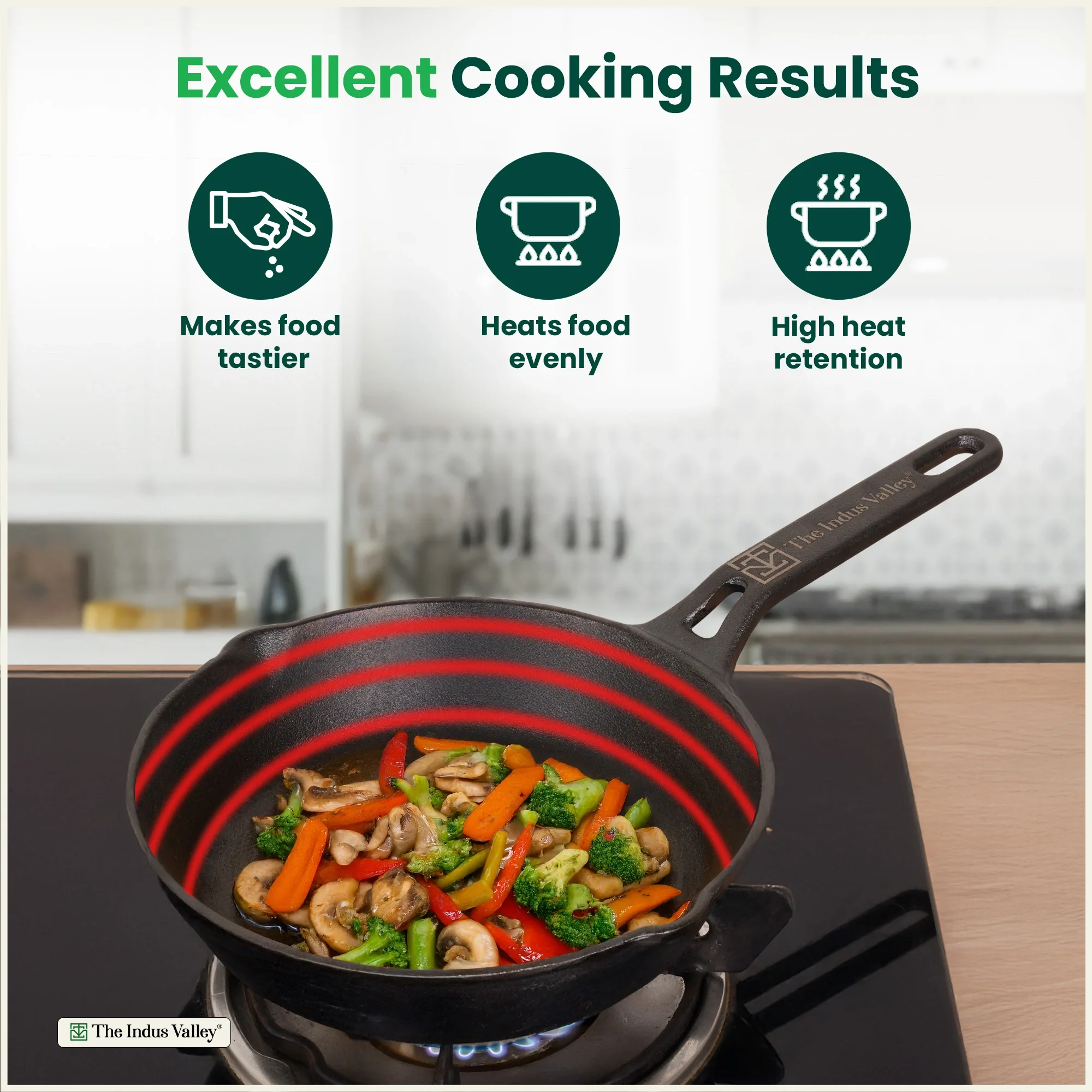 Premium CASTrong Cast Iron fry pan/ skillet 20.5 cm Pre-seasoned, Naturally Nonstick, 100% Pure, Toxin-free, Fry pan for Kitchen Use 2 kg - Image 8