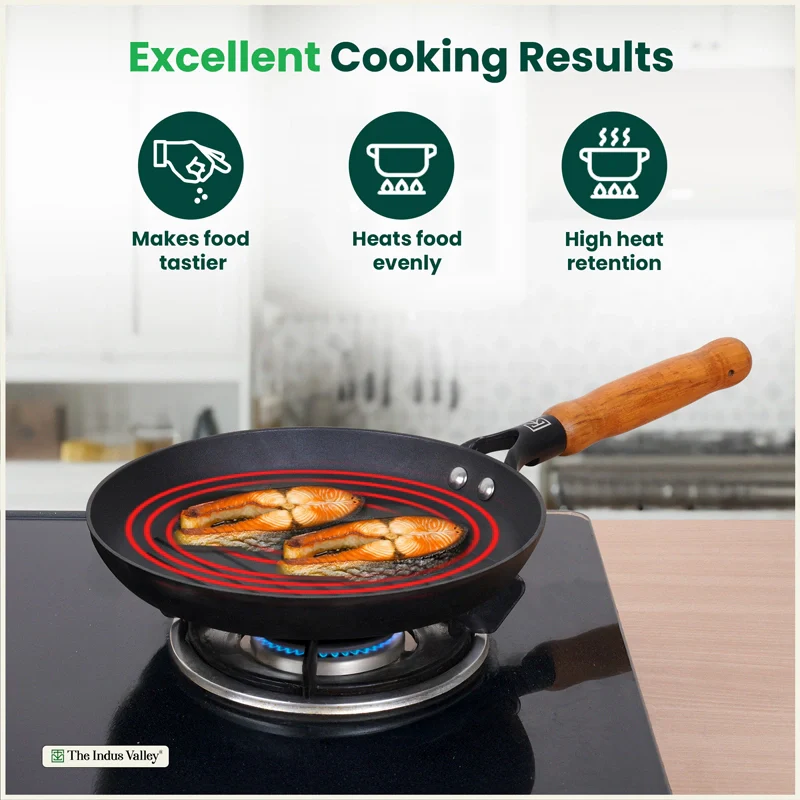 Premium CASTrong Cast Iron Grill Pan with Wooden Handle 24.3cm, Pre-seasoned, 100% Pure, Toxin-free, Induction, 1.4kg - Image 7