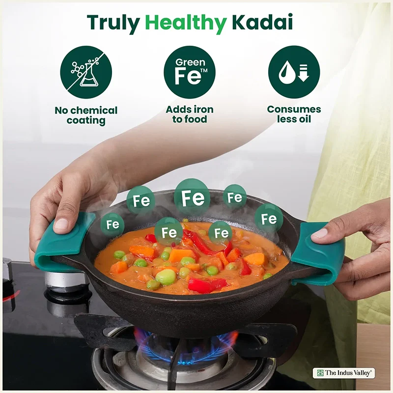 CASTrong Cast Iron Kadai 2.5 L 2.4 Kg, Flat Handle,Pre-seasoned, Naturally Nonstick, Premium Quality, Toxin-free - Image 3