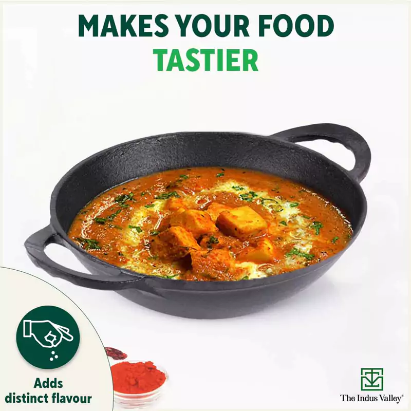 CASTrong Cast Iron Kadai 2.2L, Pre-seasoned, Naturally Nonstick, 100% Pure, Toxin-free, Free 110 Spatula 25.2cm - Image 8