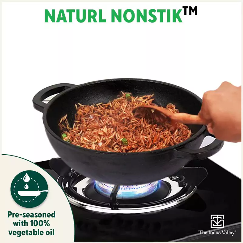 CASTrong Cast Iron Kadai 25.4 cm 2.3L, Pre-seasoned, Naturally Nonstick, 100% Pure, Toxin-free, Induction, Free 110 Spatula - Image 8