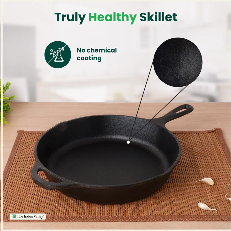 Premium CASTrong Cast Iron Premium Fry Pan 26.2cm, Pre-seasoned, Naturally Nonstick, 100% Pure, Toxin-free, Medium 2.5kg - Image 3