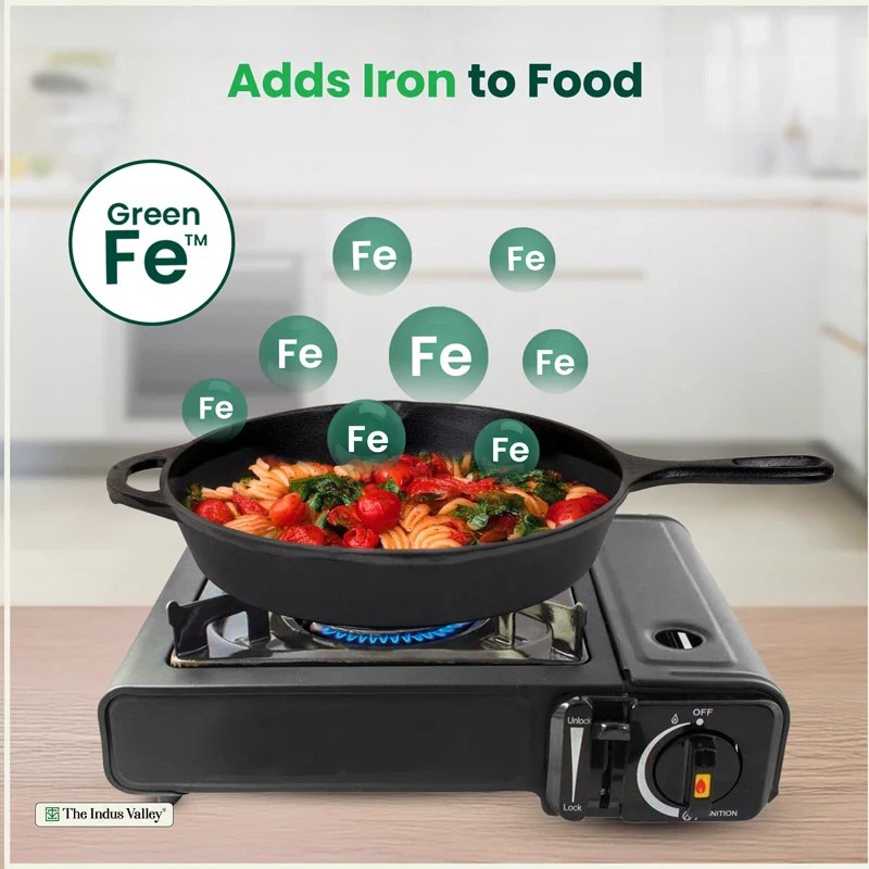 Premium CASTrong Cast Iron Premium Fry Pan 26.2cm, Pre-seasoned, Naturally Nonstick, 100% Pure, Toxin-free, Medium 2.5kg - Image 5