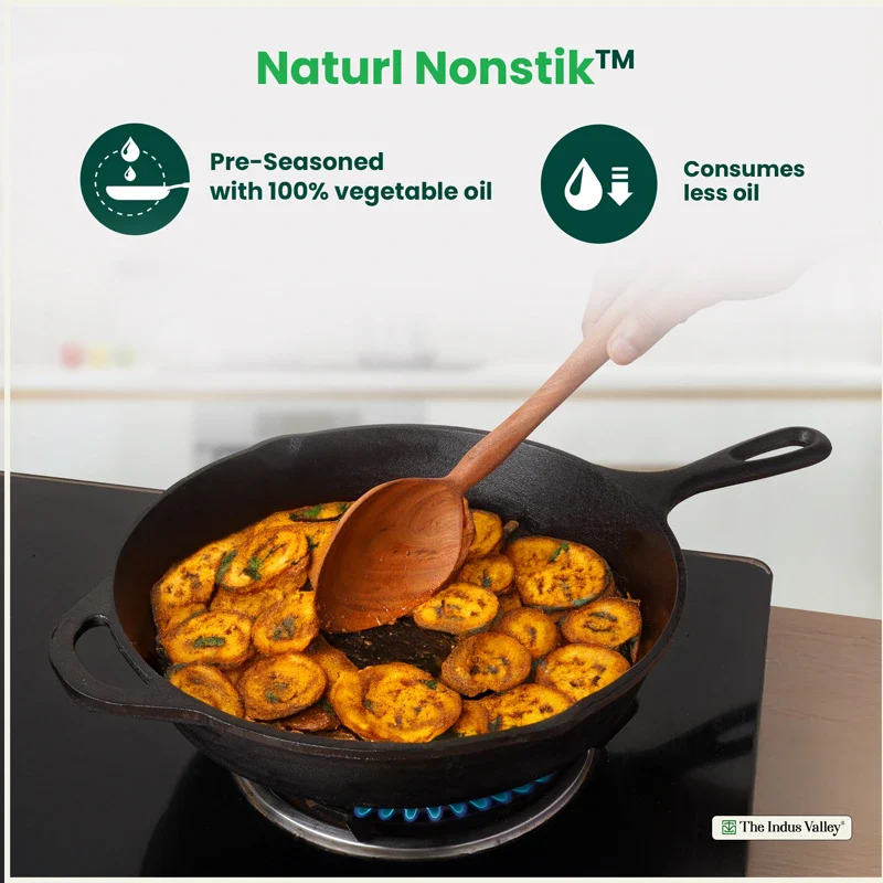 Premium CASTrong Cast Iron Premium Fry Pan 26.2cm, Pre-seasoned, Naturally Nonstick, 100% Pure, Toxin-free, Medium 2.5kg - Image 6