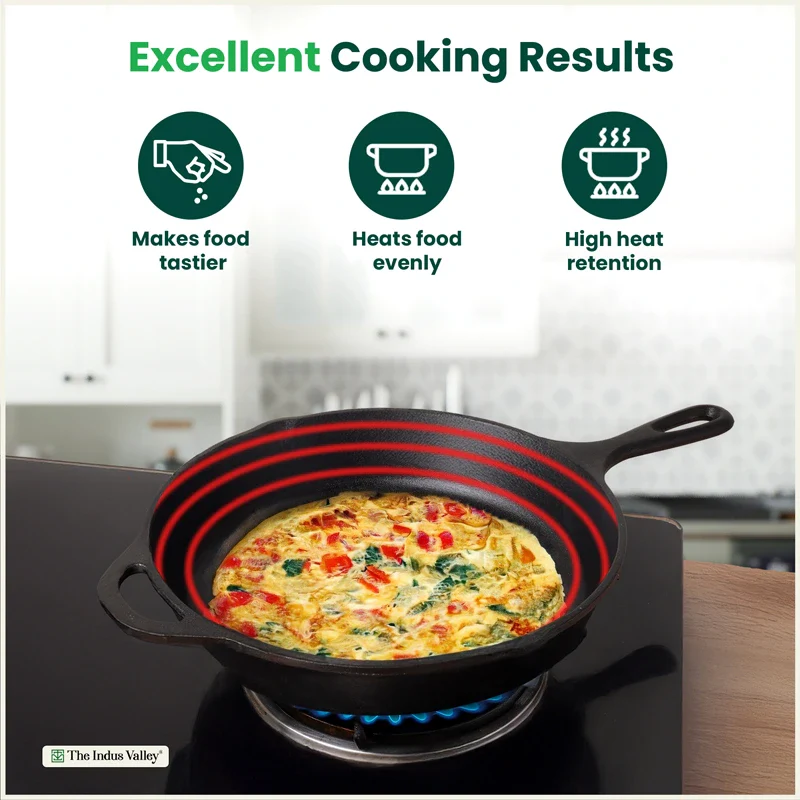 Premium CASTrong Cast Iron Premium Fry Pan 26.2cm, Pre-seasoned, Naturally Nonstick, 100% Pure, Toxin-free, Medium 2.5kg - Image 7