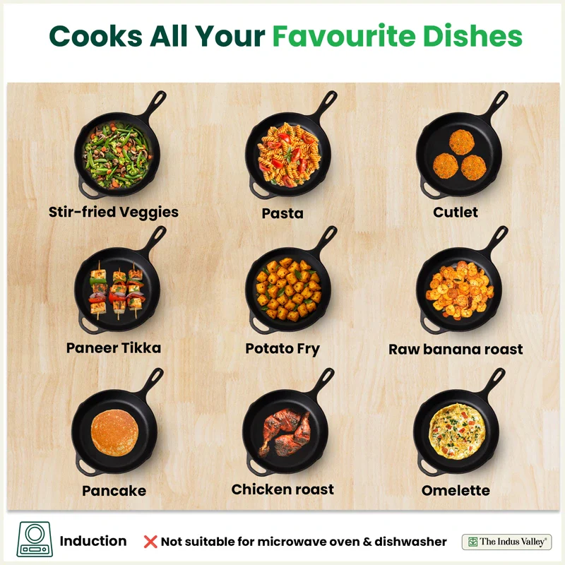 Premium CASTrong Cast Iron Premium Fry Pan 26.2cm, Pre-seasoned, Naturally Nonstick, 100% Pure, Toxin-free, Medium 2.5kg - Image 9