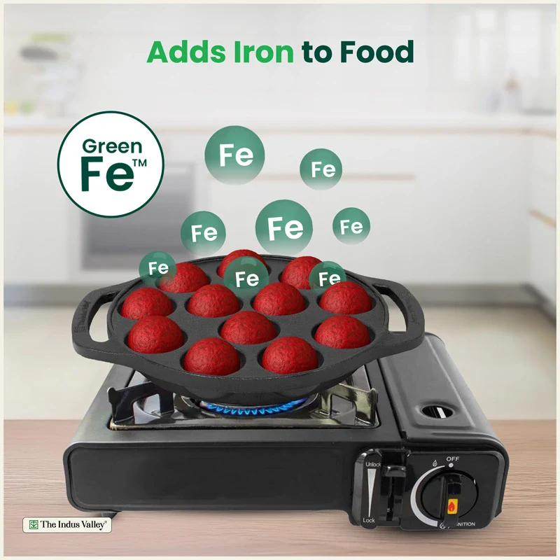 Premium CASTrong Cast Iron Premium Paniyaram Pan 20.8cm, Pre-seasoned, Nonstick, 100% Pure, Toxin-free, Medium 2.6kg - Image 5