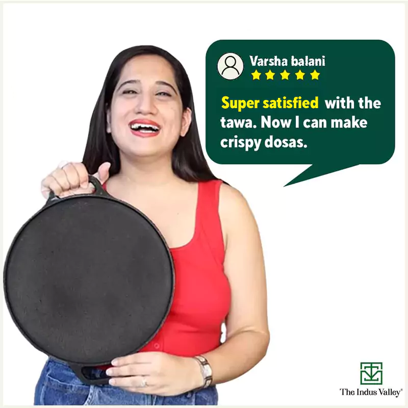 CASTrong Cast Iron Roti/Dosa Tawa 30.2cm, Pre-seasoned, Naturally Nonstick, 100% Pure, Toxin-free, Gas & Induction, Free  110 Spatula - Image 12