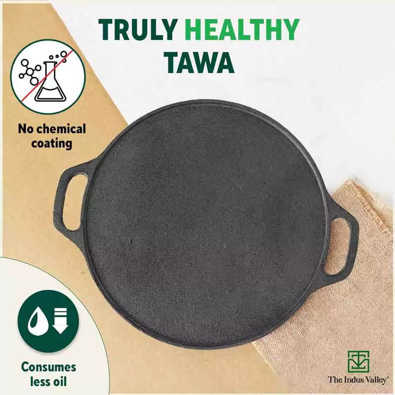 CASTrong Cast Iron Roti/Dosa Tawa 30.2cm, Pre-seasoned, Naturally Nonstick, 100% Pure, Toxin-free, Gas & Induction, Free  110 Spatula - Image 4