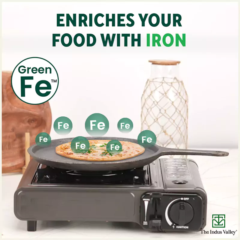 CASTrong Cast Iron Tawa with Handle 25cm, Pre-seasoned, 100% Pure, Toxin-free, Induction - Image 6