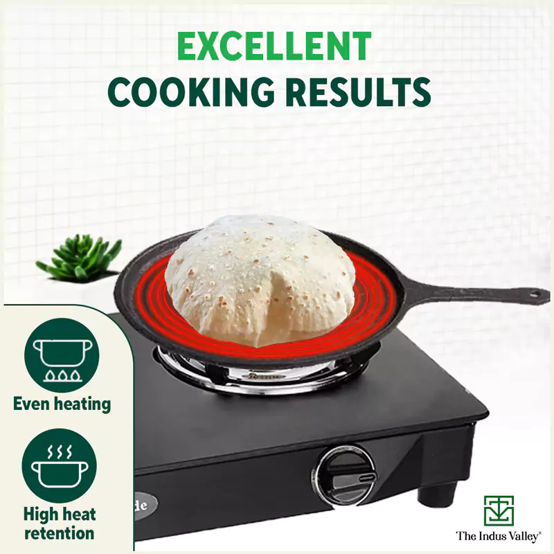 CASTrong Cast Iron Tawa with Handle 25cm, Pre-seasoned, 100% Pure, Toxin-free, Induction - Image 7