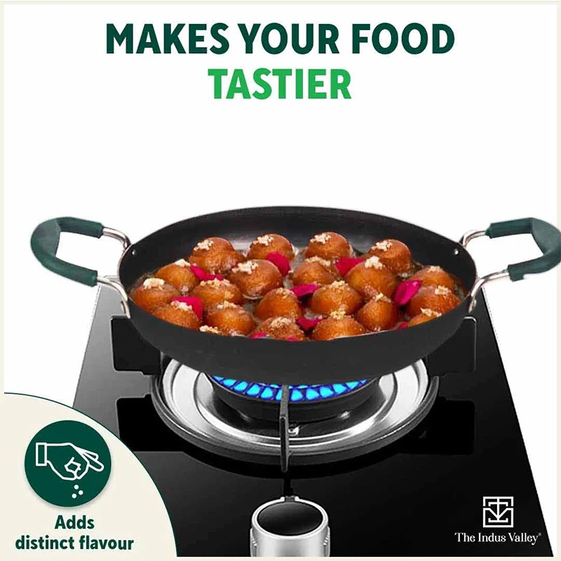100% Pure Sheet Iron Kadai/ Jalebi/ Paella Pan 1.4L, Silicone Cool Handles, Seasoned, Toxin-free, Induction - Image 10