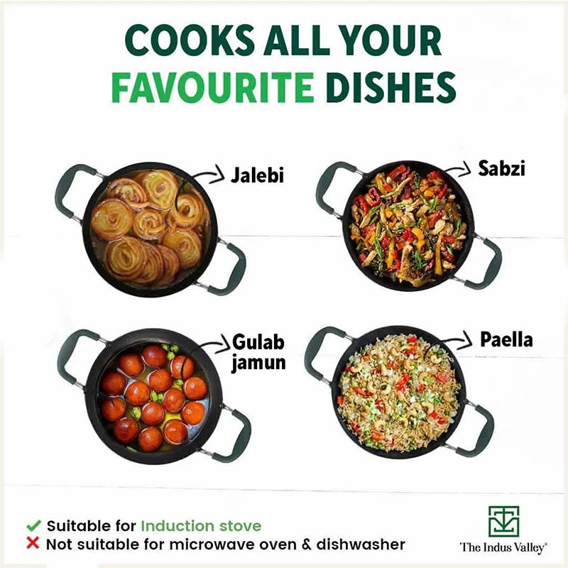 100% Pure Sheet Iron Kadai/ Jalebi/ Paella Pan 1.4L, Silicone Cool Handles, Seasoned, Toxin-free, Induction - Image 11