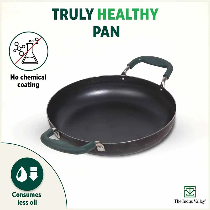 100% Pure Sheet Iron Kadai/ Jalebi/ Paella Pan 1.4L, Silicone Cool Handles, Seasoned, Toxin-free, Induction - Image 4