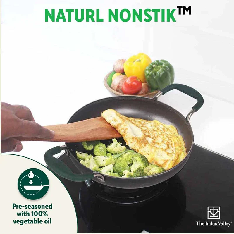 100% Pure Sheet Iron Kadai/ Jalebi/ Paella Pan 1.4L, Silicone Cool Handles, Seasoned, Toxin-free, Induction - Image 6