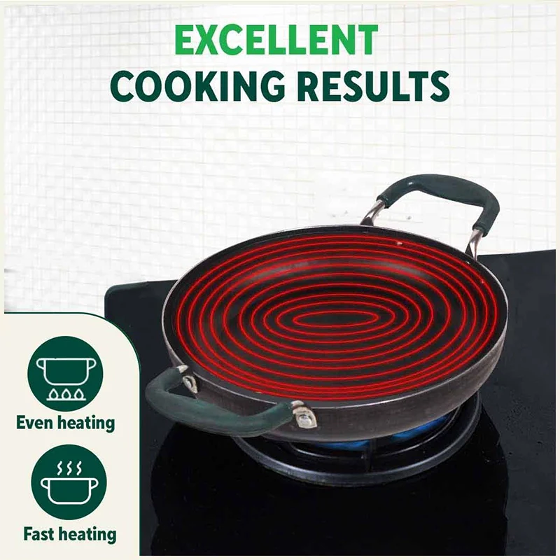 100% Pure Sheet Iron Kadai/ Jalebi/ Paella Pan 1.4L, Silicone Cool Handles, Seasoned, Toxin-free, Induction - Image 9