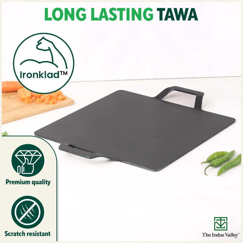 100% Pure Iron Square Tawa 30.5cm with Double Handles, Toxin-free Sheet Iron, Pre-Seasoned, Induction & Gas - Image 10
