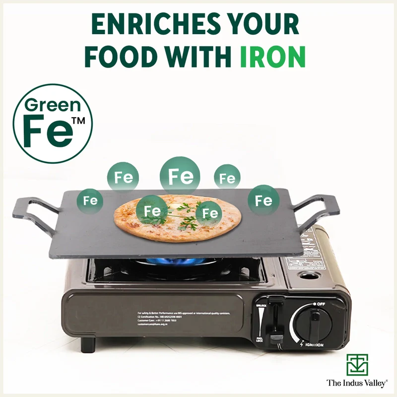 100% Pure Iron Square Tawa 30.5cm with Double Handles, Toxin-free Sheet Iron, Pre-Seasoned, Induction & Gas - Image 6