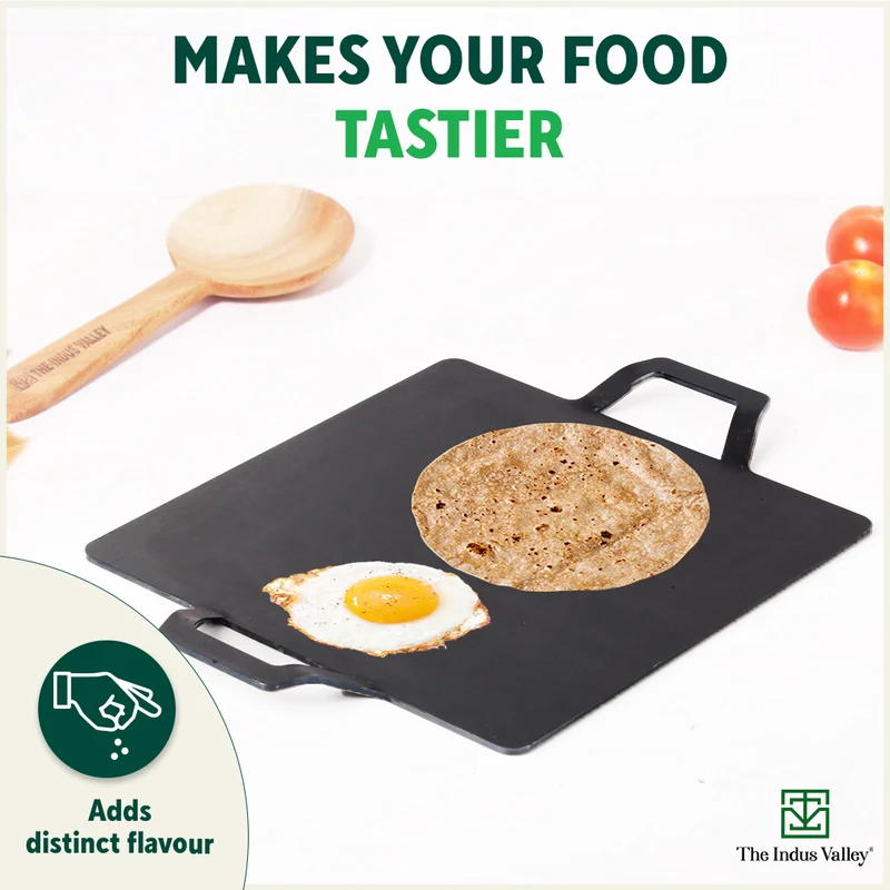 100% Pure Iron Square Tawa 30.5cm with Double Handles, Toxin-free Sheet Iron, Pre-Seasoned, Induction & Gas - Image 9