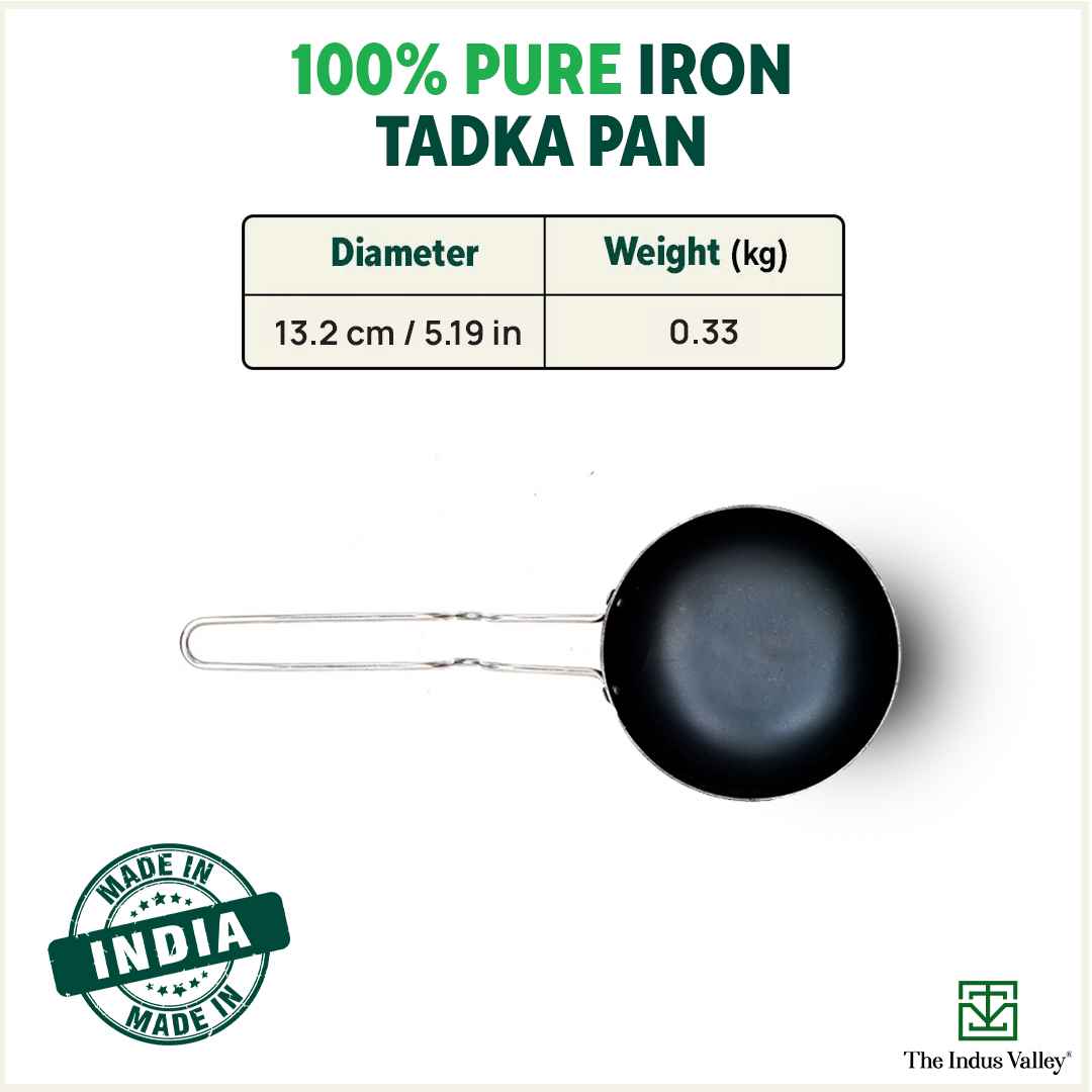 100% Pure Sheet Iron Tadka Pan with Stainless Steel Handle, Pre-seasoned, Toxin-free, Induction - Image 3