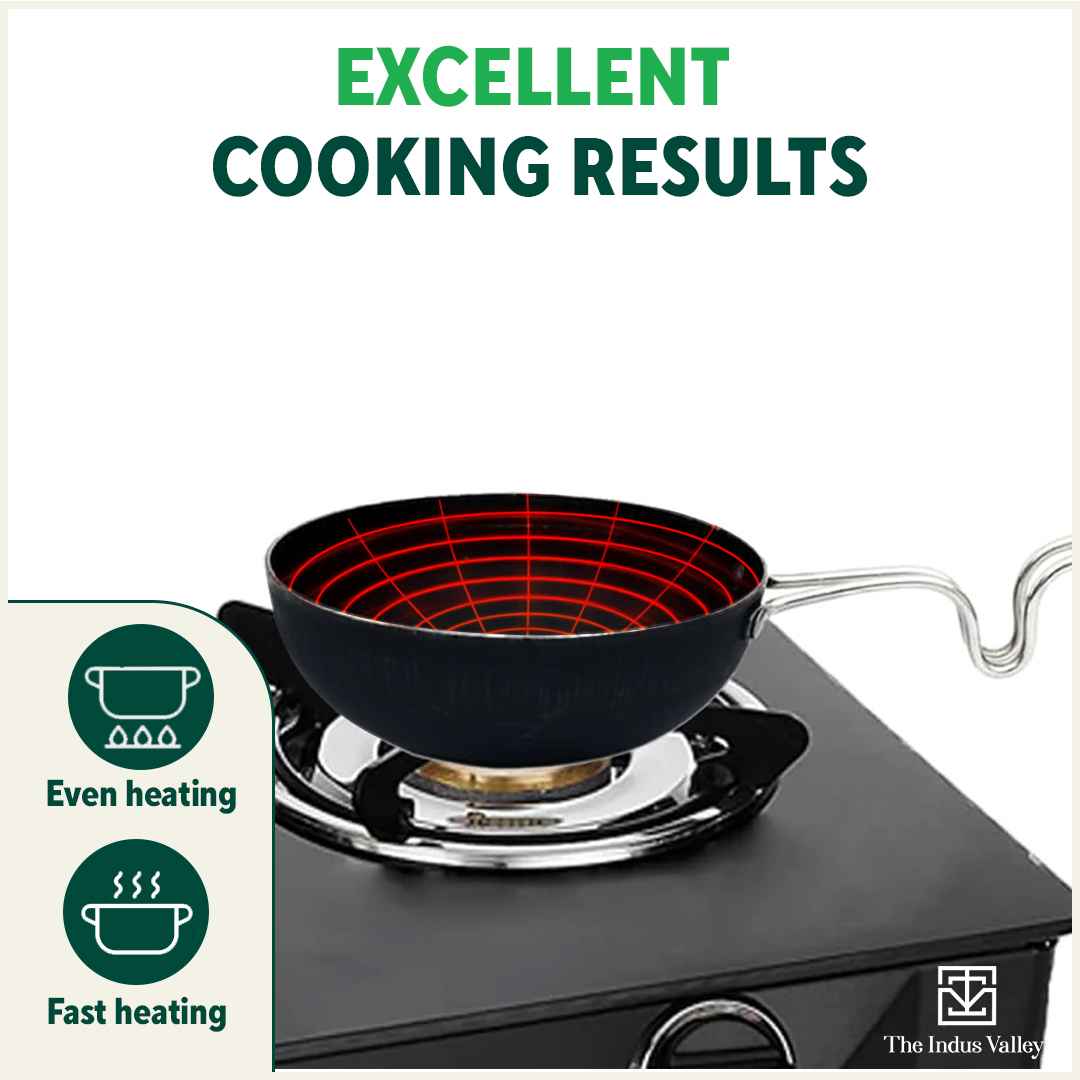 100% Pure Sheet Iron Tadka Pan with Stainless Steel Handle, Pre-seasoned, Toxin-free, Induction - Image 7