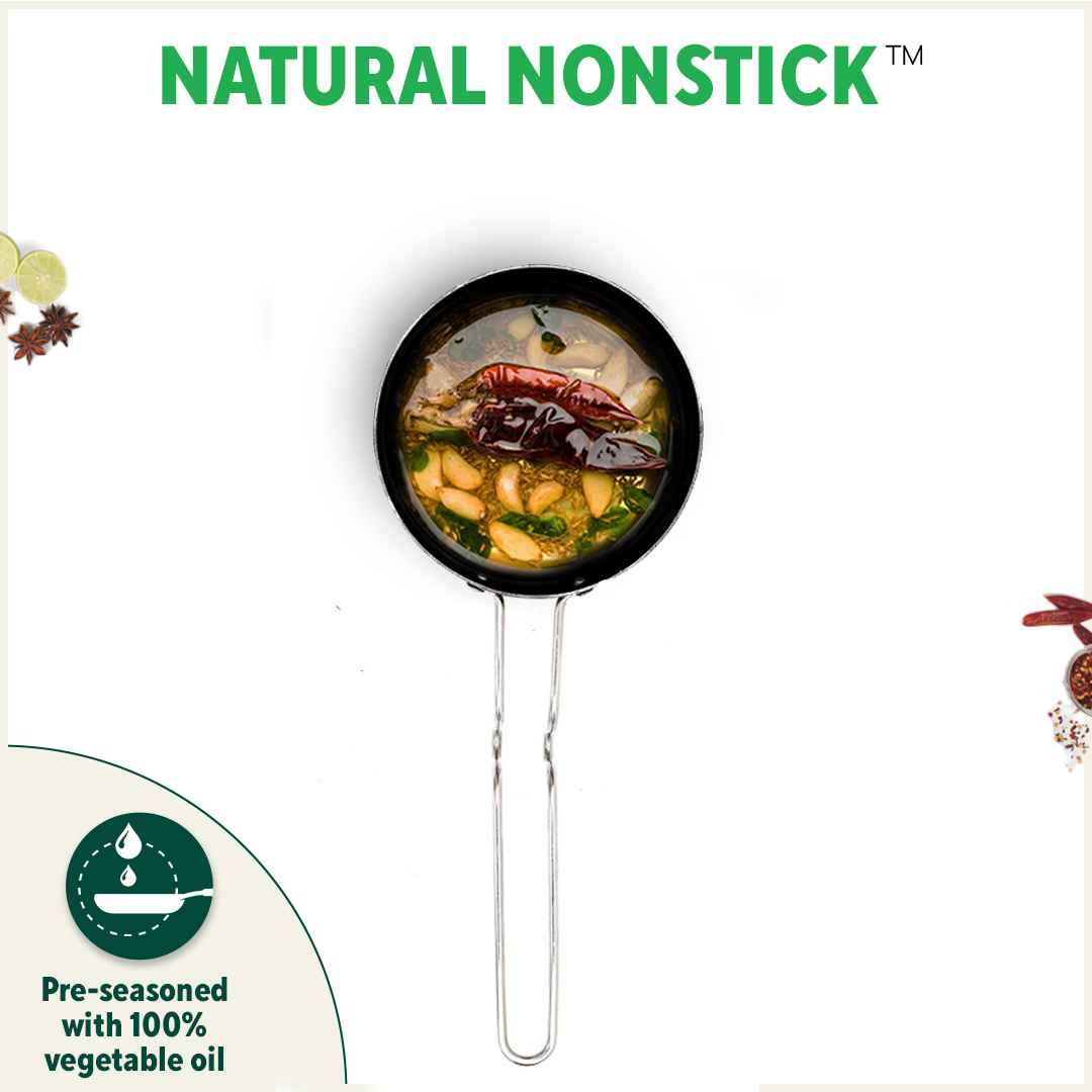 100% Pure Sheet Iron Tadka Pan with Stainless Steel Handle, Pre-seasoned, Toxin-free, Induction - Image 8