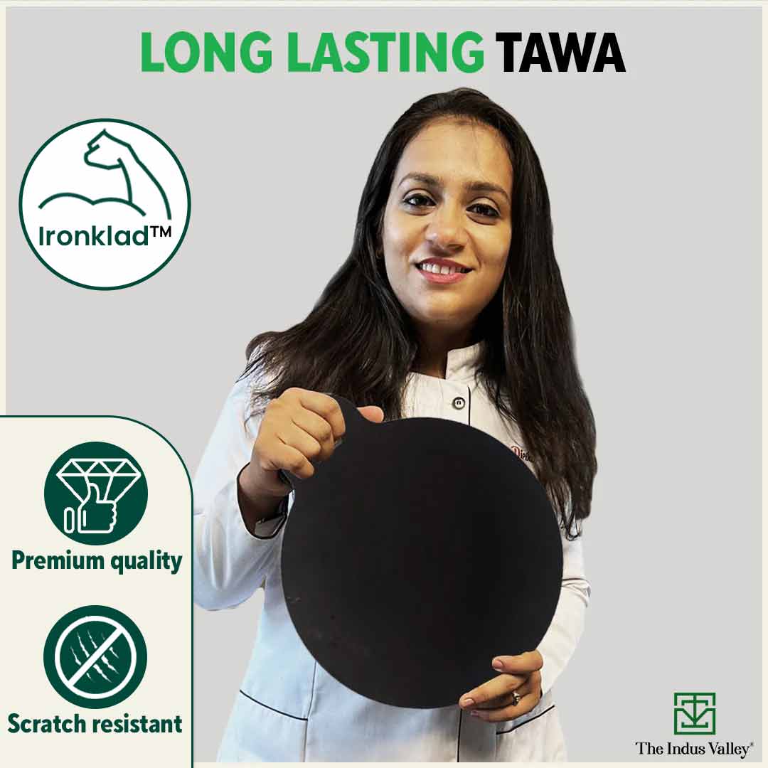 100% Pure Sheet Iron Tawa 30.5cm + Free ₹ 110 Spatula, Pre-seasoned, Toxin-free  1.8 / 1.4 kg - Image 10