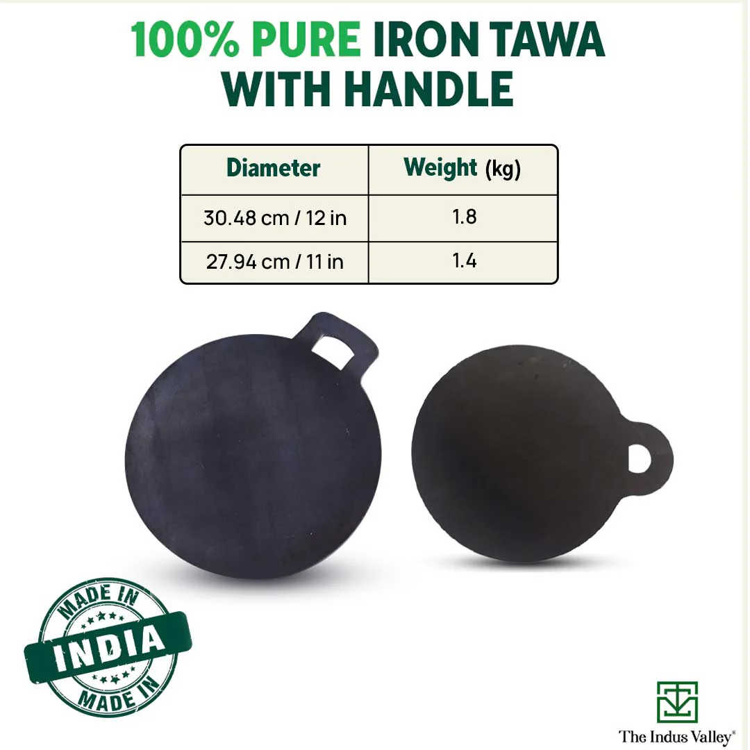 100% Pure Sheet Iron Tawa 30.5cm + Free ₹ 110 Spatula, Pre-seasoned, Toxin-free  1.8 / 1.4 kg - Image 3
